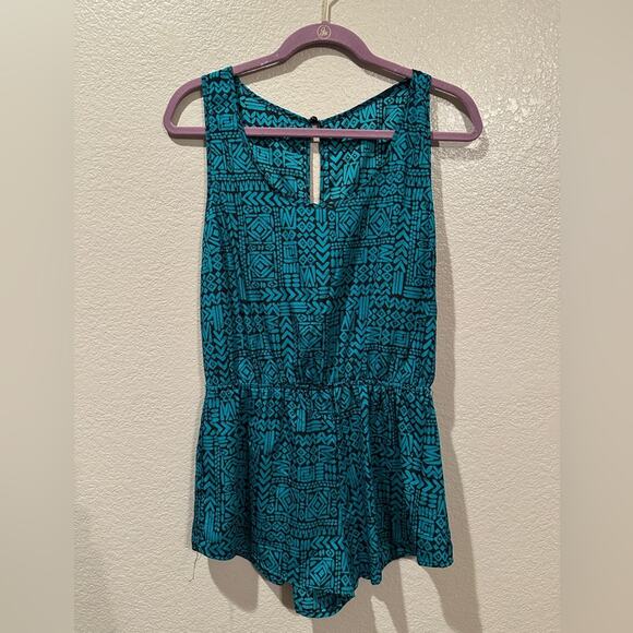 Ambiance Apparel Romper Turquoise Shorts Sleeveless Women’s Sz S - Picture 1 of 3